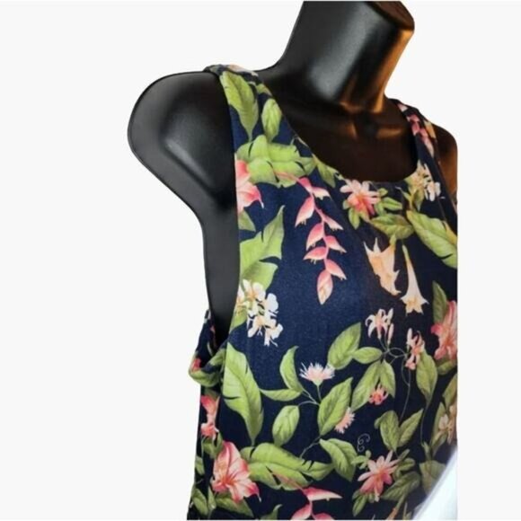 TOMMY BAHAMA Navy Floral Stretch Jersey MaxI Dress Women's Size Medium Good used - Picture 3 of 5